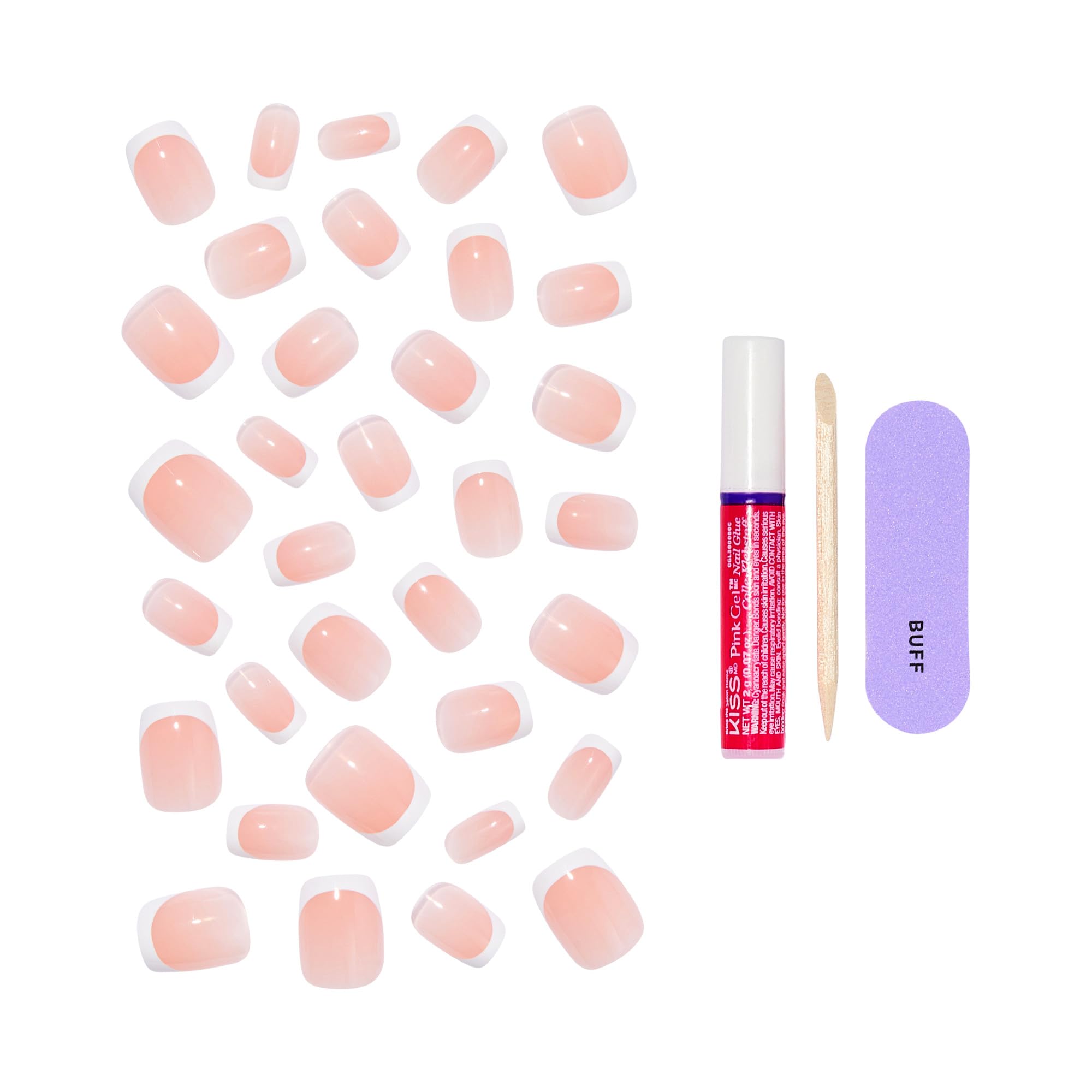 KISS CORE French Tip Press On Nails - Snapshot | White | Short Squoval | 32 Count 7