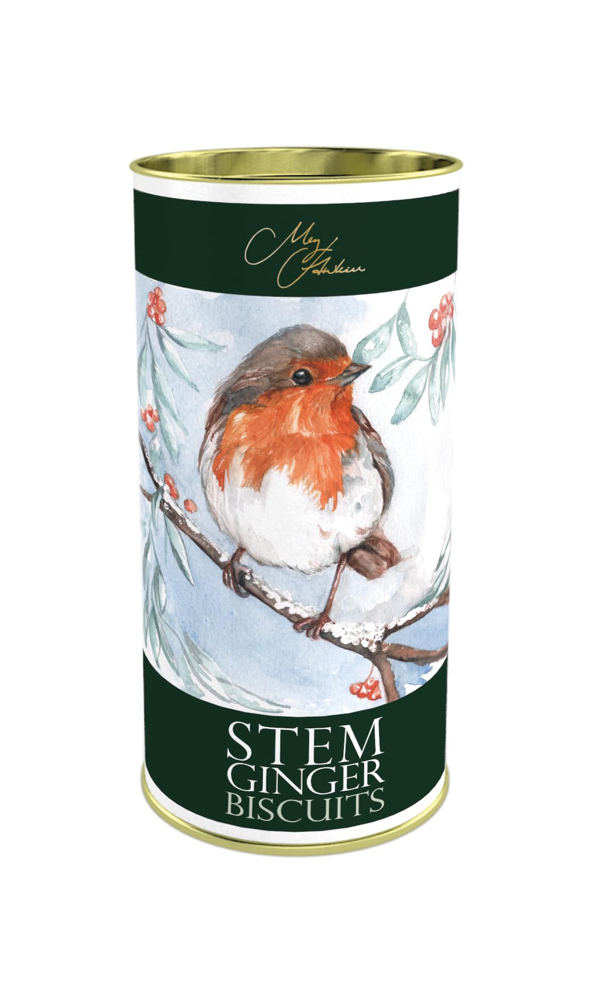 Meg Hawkins - The Robin Stem Ginger Biscuits, Richly Spiced, 160g Gift Tin