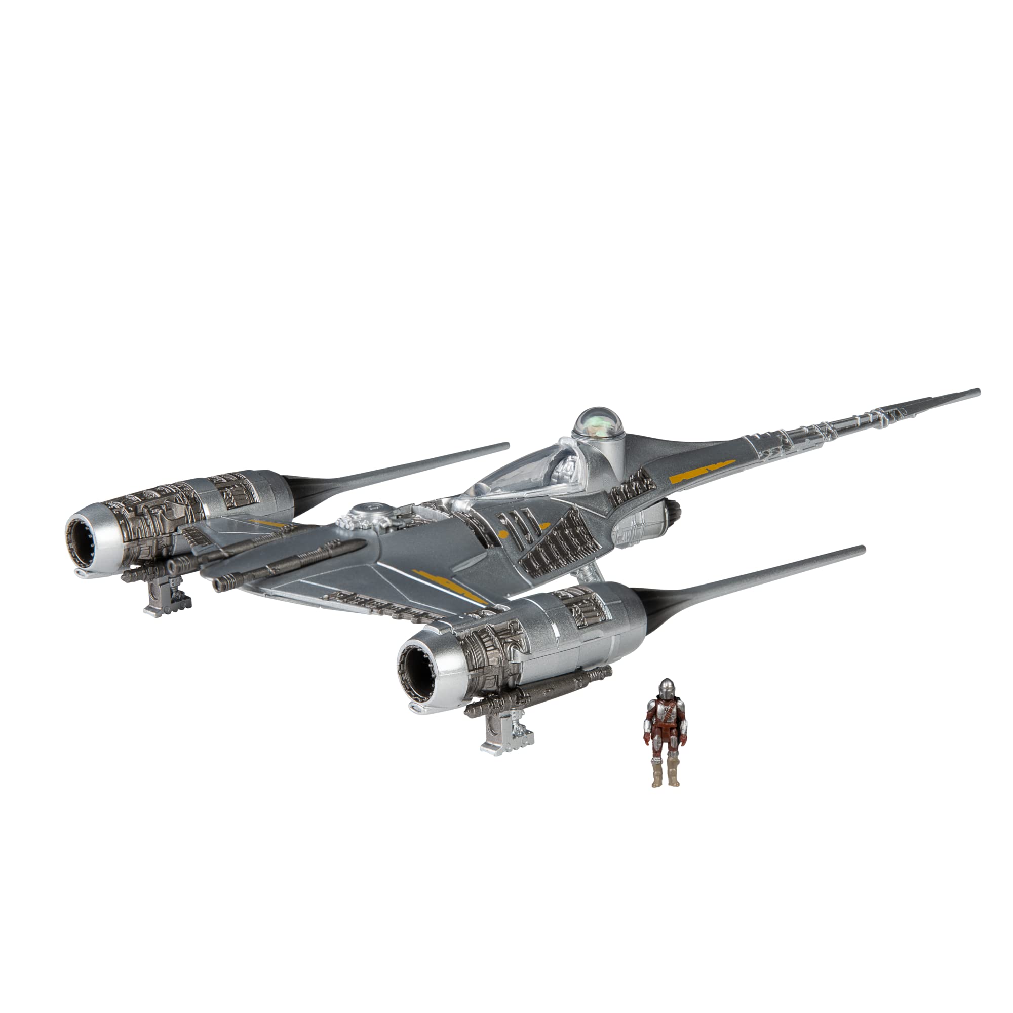 Star Wars Micro Galaxy Squadron The Mandalorian's N-1 Starfighter - 13cm Vehicle with Din Djarin & Grogu, Ages 8+ 1