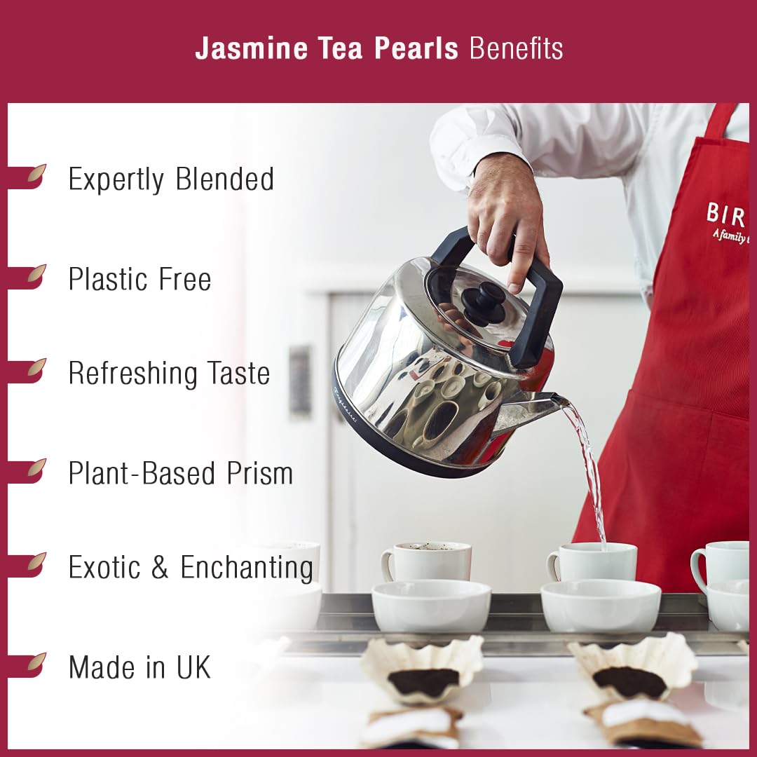 Birchall Jasmine Tea Pearls Gift Set - Green Tea with Jasmine Flowers, 60g
