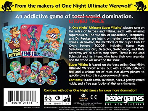 Bezier Games One Night Ultimate Super Villains Board Game