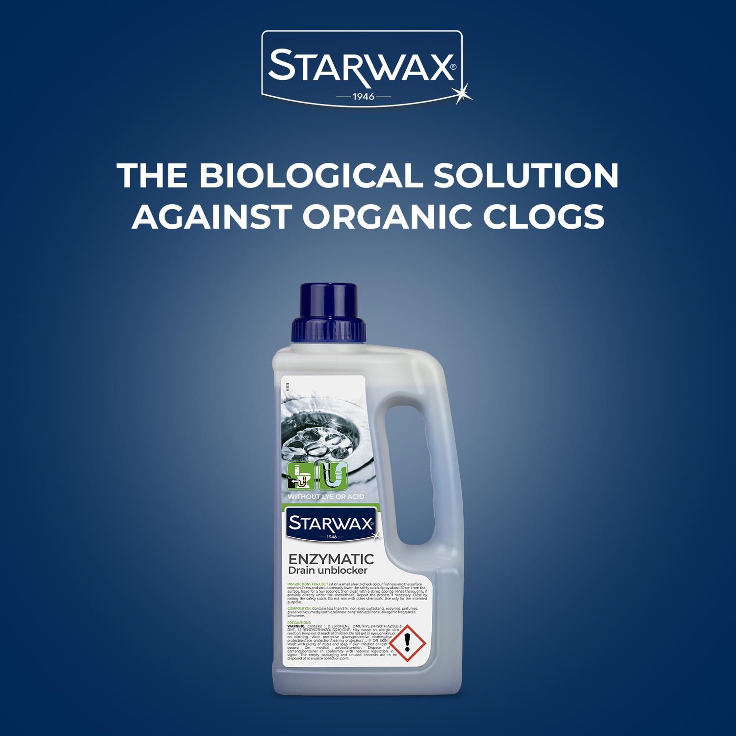 STARWAX Biological Drain Cleaner - Acid Free, Unclogs Drains & Eliminates Odours, 1L 5