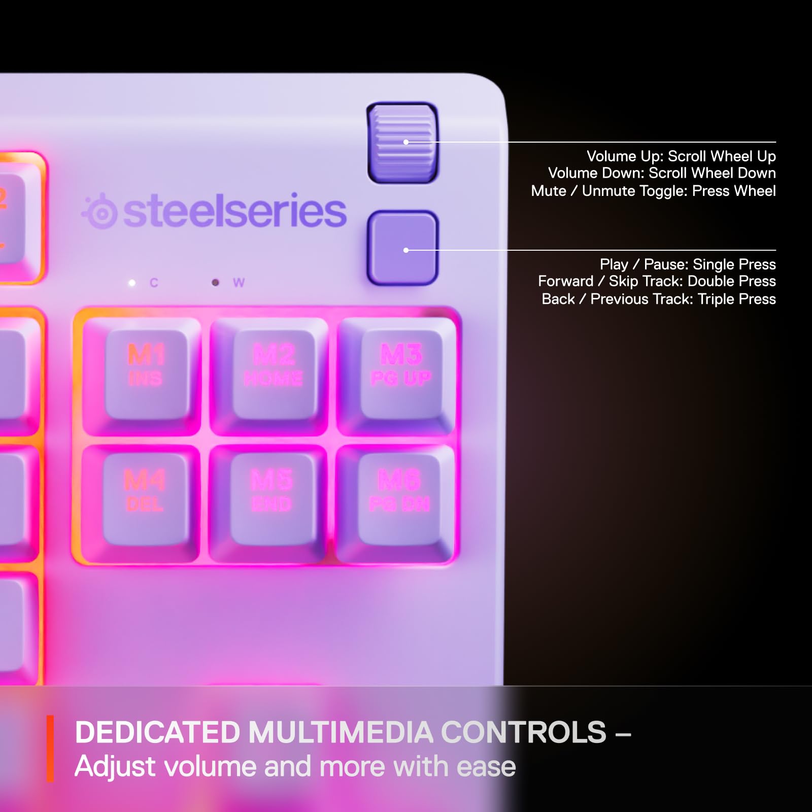 SteelSeries Apex 3 TKL Gaming Keyboard - Lavender - Tenkeyless Compact RGB 15