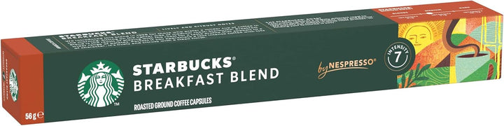 STARBUCKS - Breakfast Blend Medium Roast Coffee Capsules, 60 Capsules (6 x 10) for Nespresso Machines