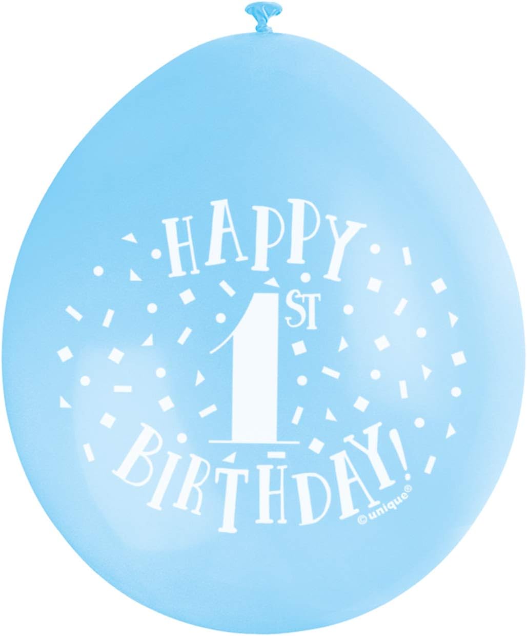 Happy 1st Birthday Blue Latex Balloons (22cm) Pack of 10 - Festive Party Decor 1