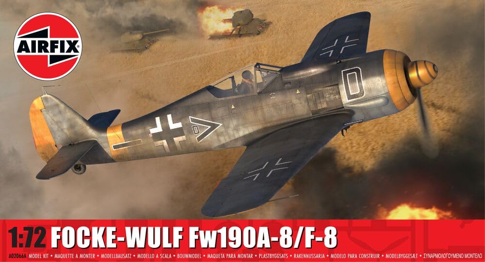 Airfix A02066A Focke-Wulf Fw190A-8/F-8 Aircraft Model Kit | 1:72 Scale | 74 Parts | Skill Level 1
