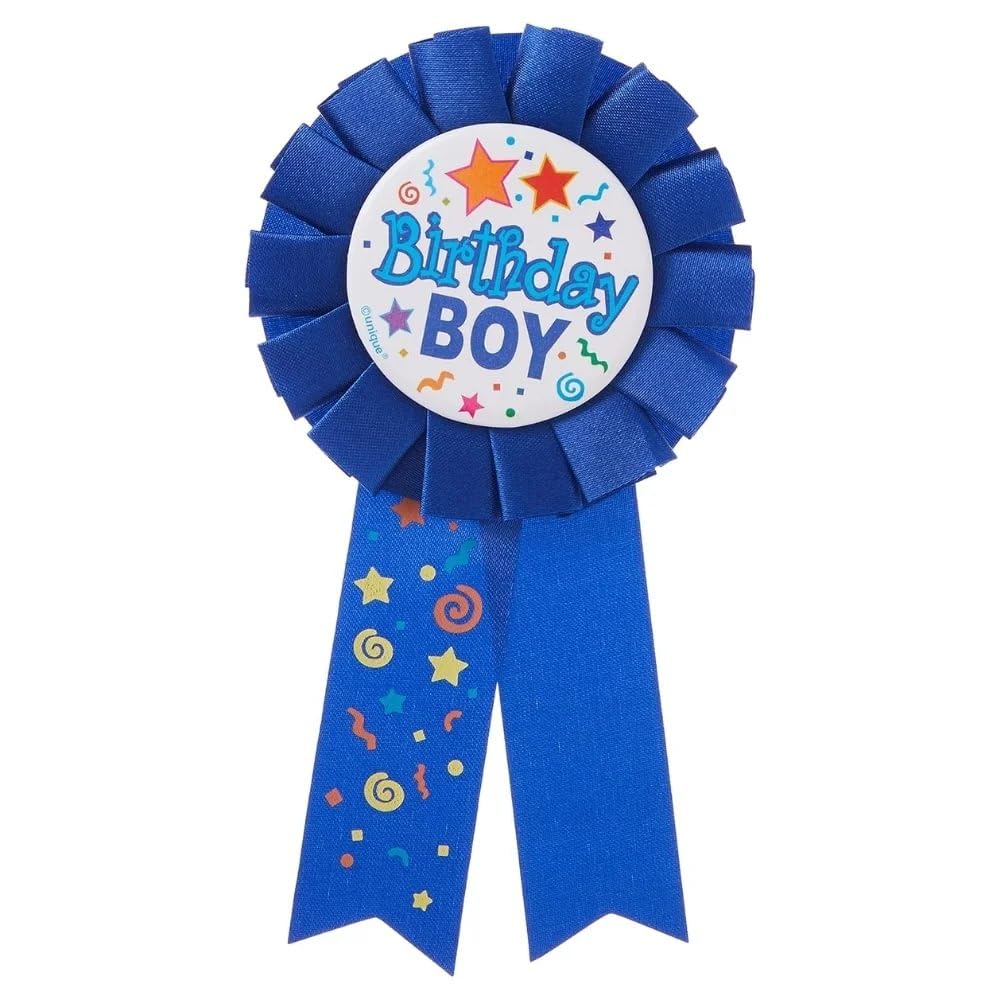 Unique Birthday Boy Multicolor Award Badge - 1 Count | 17cm x 8cm | Plastic