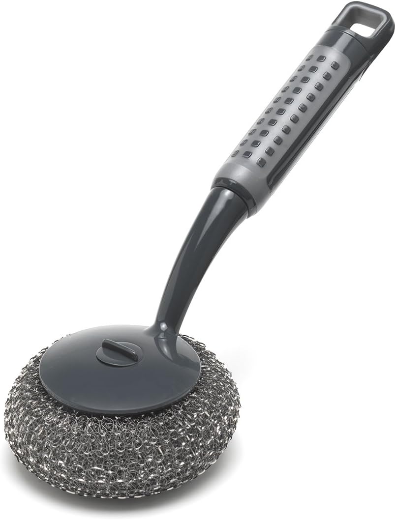 Addis ComfiGrip Spülschwamm-Scheuerbürste mit langem Griff – Metallic-Graphit