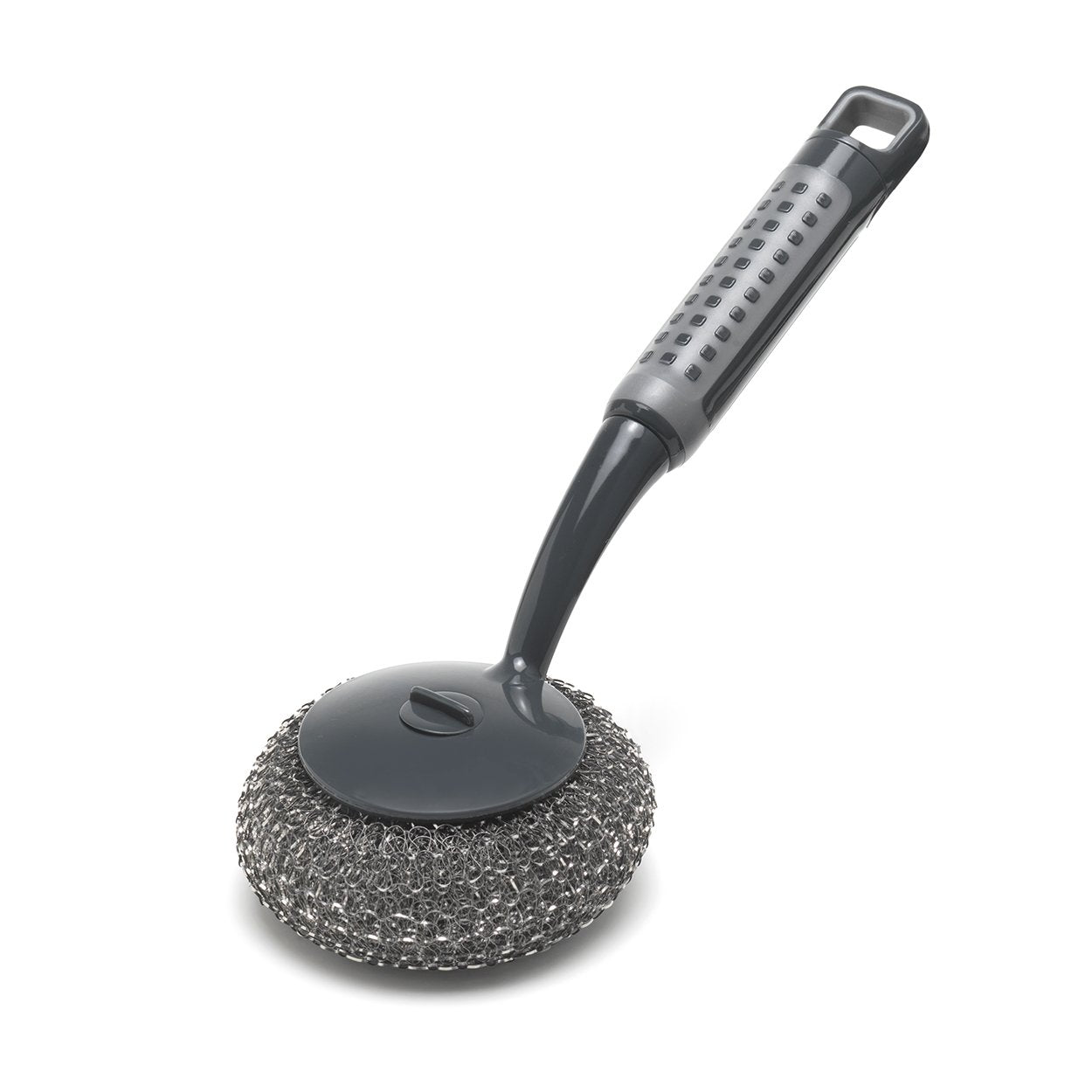 Addis 517706 ComfiGrip Long Handled Scourer Scrub Brush | Metallic Graphite | 26 x 10 x 12 cm