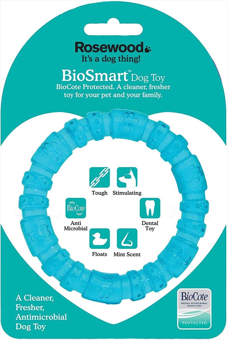 Rosewood Biosafe Puppy Ring - Antimicrobial Chew Toy for Teething Puppies | Small Size | Blue 1
