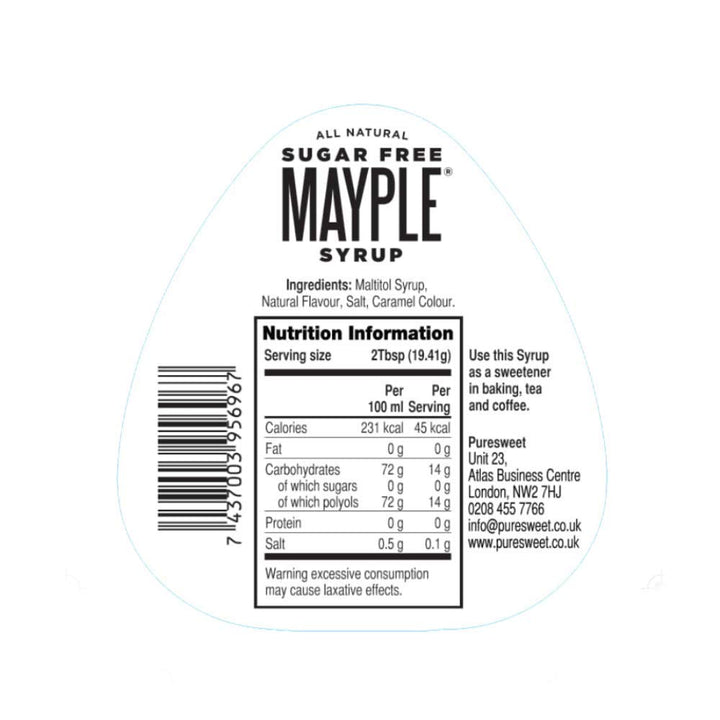 Mayple Syrup by Puresweet 355ml - Sugar-Free Natural Maple Syrup Alternative