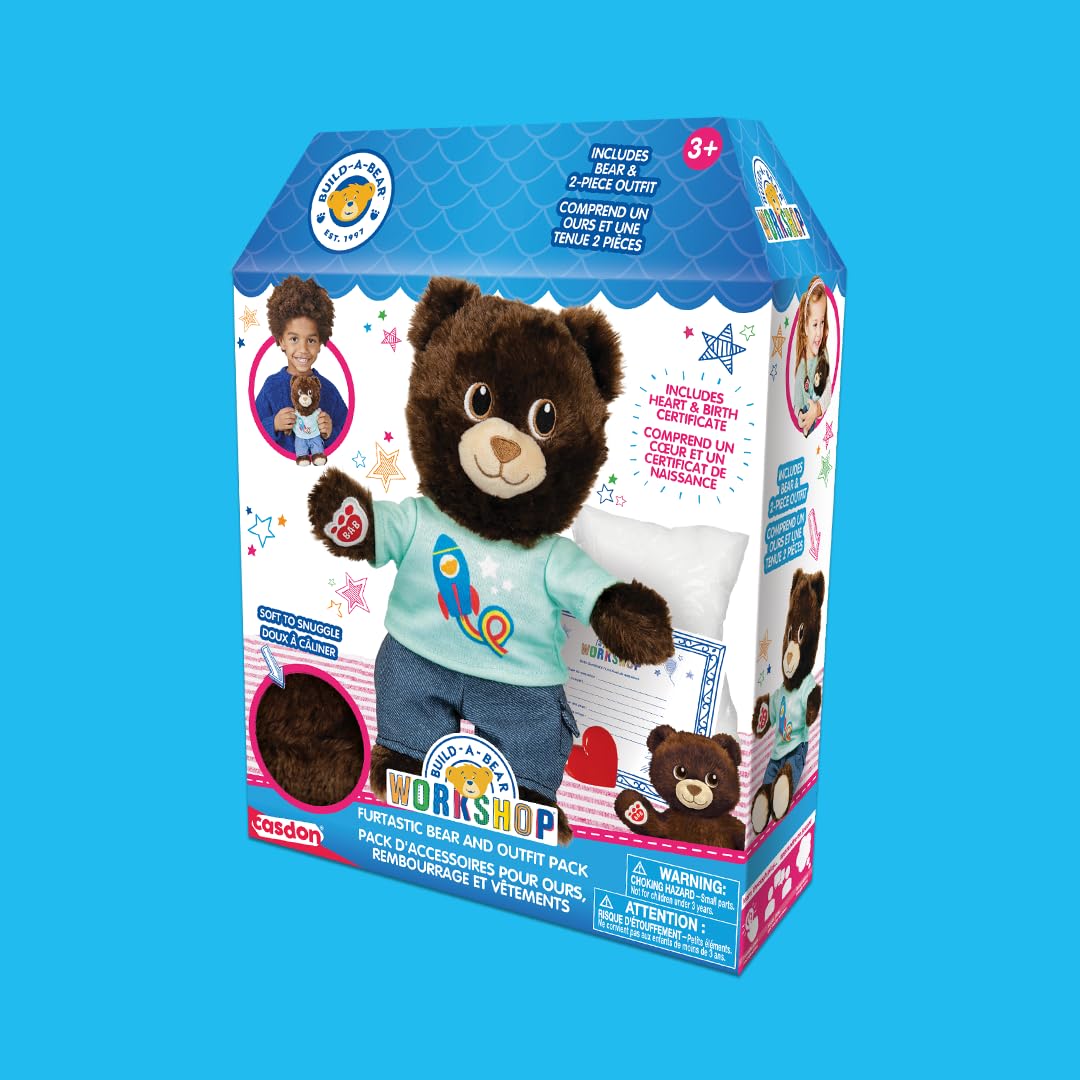 Casdon Build-A-Bear Workshop Furtastic Toy Bear & Outfit Pack - Rocket Style 2