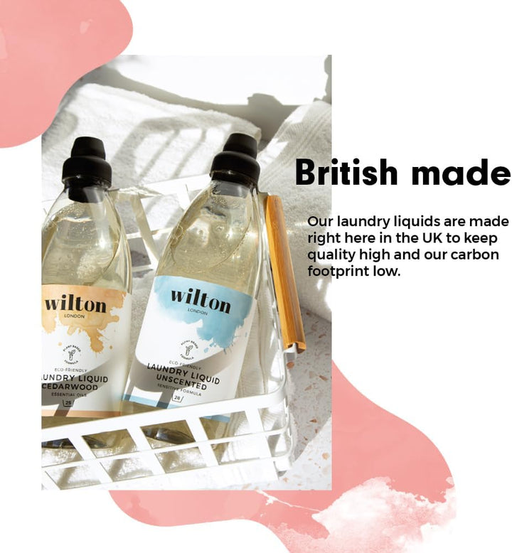 Wilton London Eco-Friendly Unscented Laundry Liquid (1.5L) - Non-Bio Detergent for Sensitive Skin & Delicates