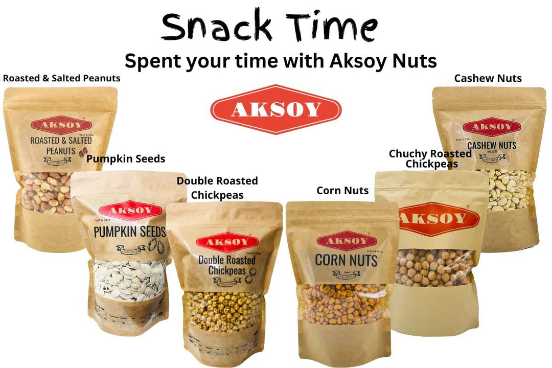 Aksoy Natural Craving Salted and Roasted Corn Nuts 500g - Original Toasted, Resealable Bag