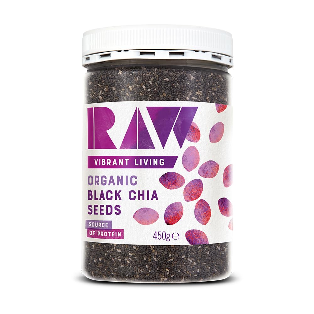 Raw Vibrant Living Organic Black Chia Seeds - High Fibre & Protein | 450g 1