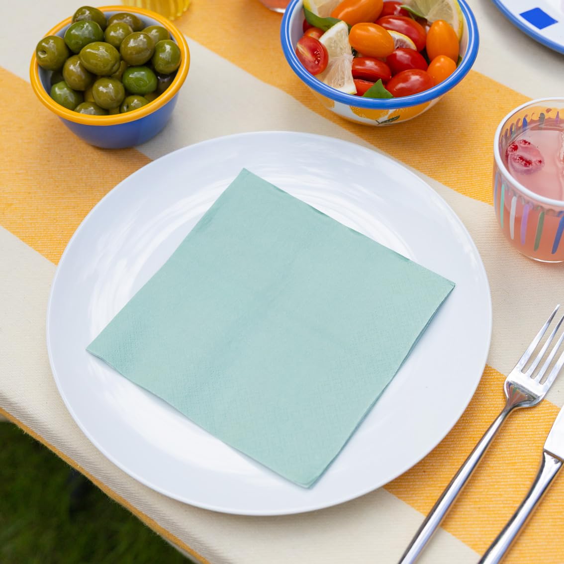 Talking Tables Soft Sage Green Paper Napkins - 100 Count, 2-Ply, 33cm 5