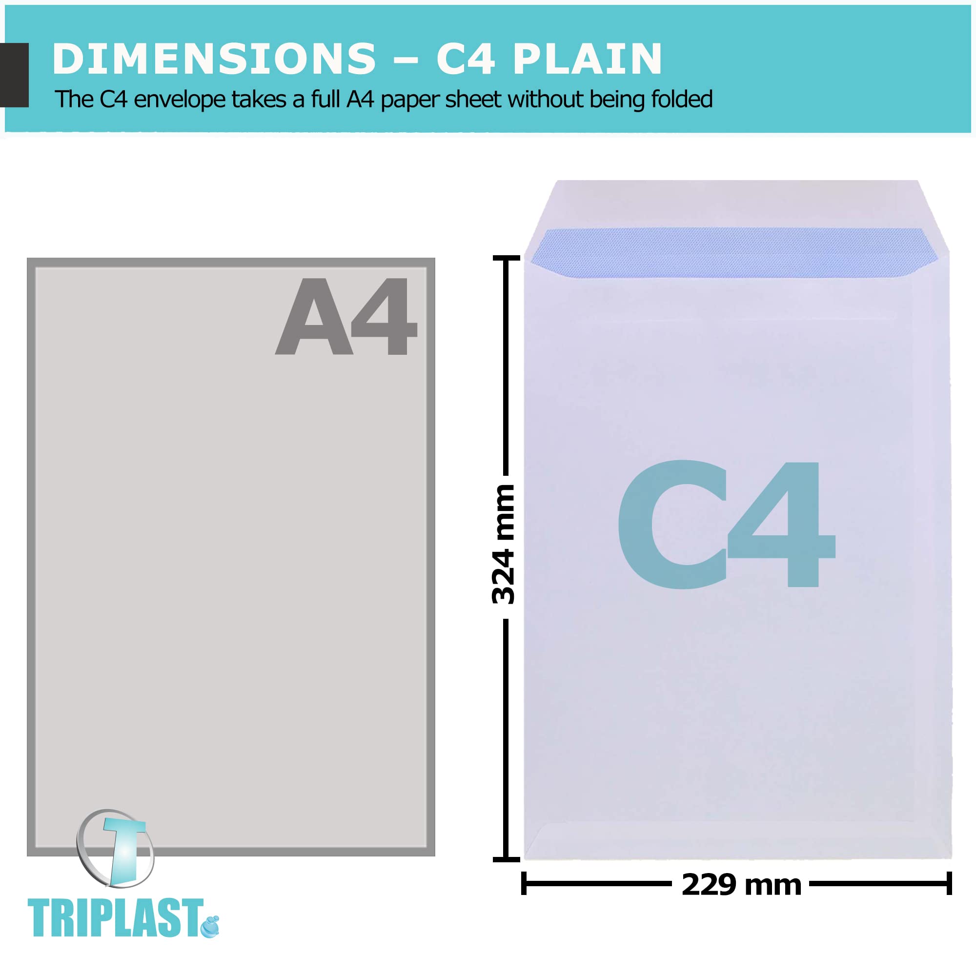 Triplast C4 White Self Seal Security Envelopes - Pack of 50 | 324x229mm | 90 gsm 2