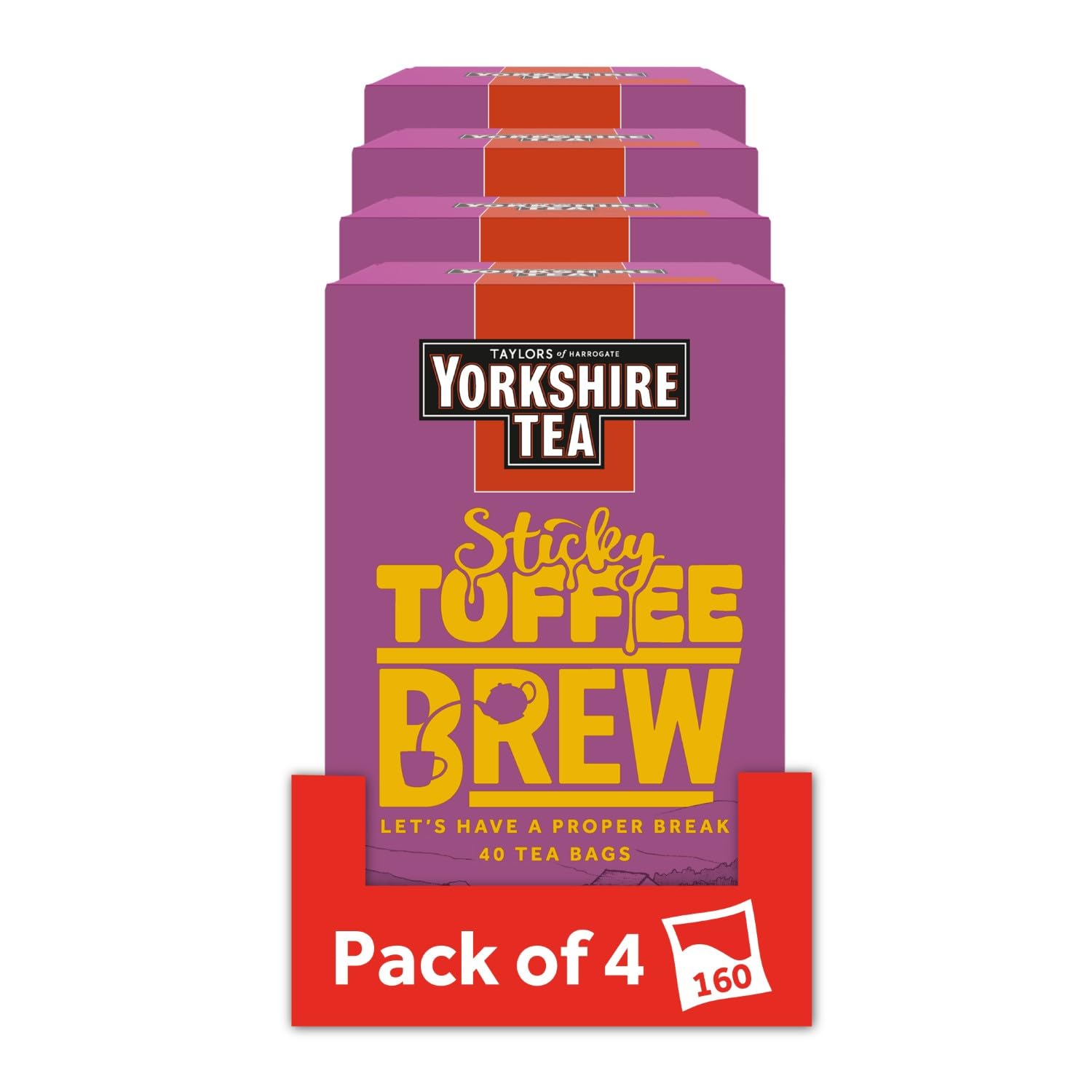 Yorkshire Tea Sticky Toffee Pudding Flavoured Tea Bags - 160 Bags (4 Boxes of 40) | Caramel, Cinnamon, Ginger, Nutmeg 1