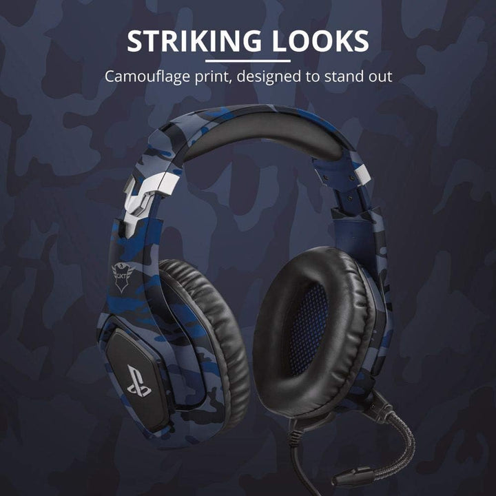 Trust Gaming GXT 488 Forze-B Officially Licensed PS4 PS5 Gaming Headset with 50mm Drivers, Foldable Mic, Blue