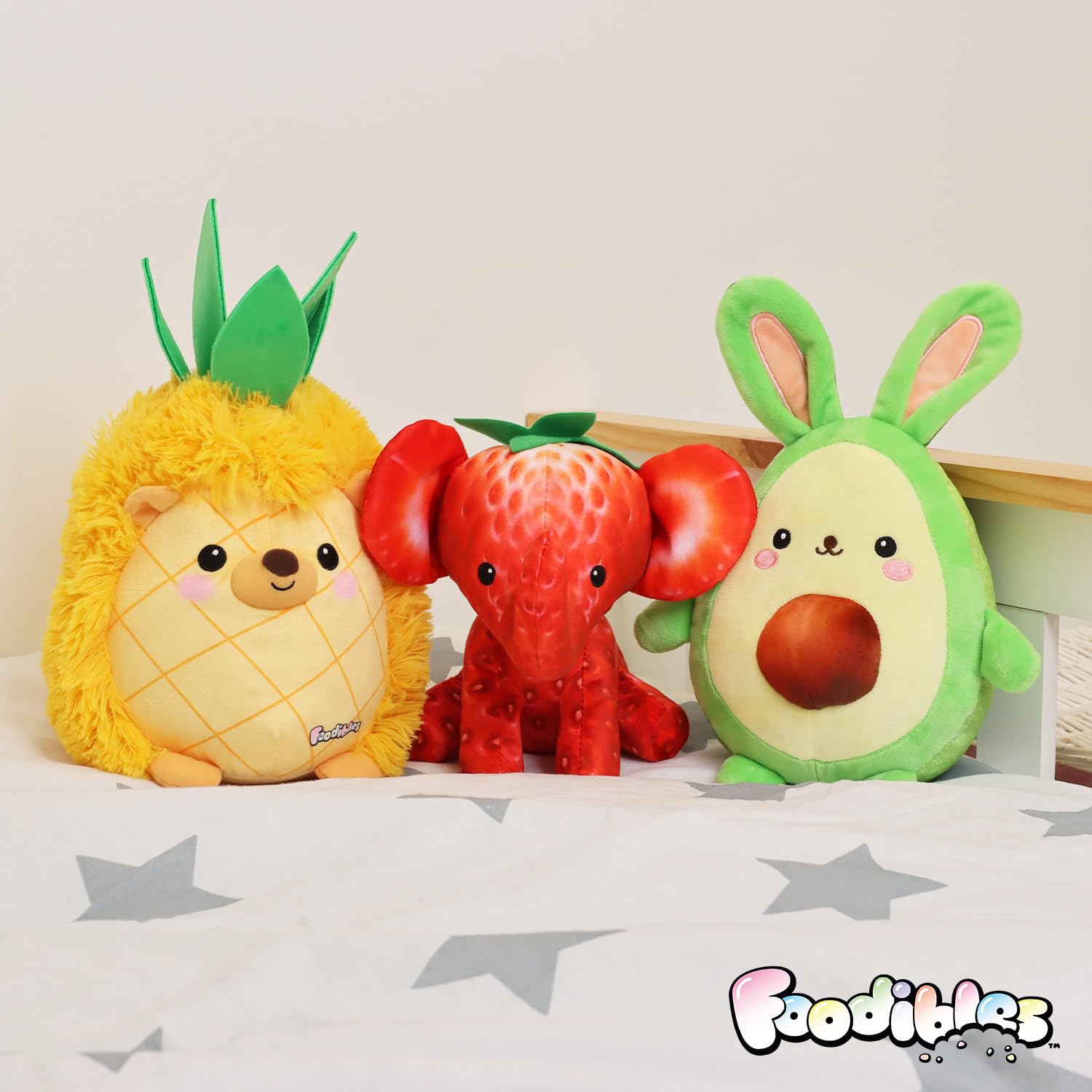 FOODIBLES Strawberry Elephant Plush Toy - Scented Fruity Stuffed Animal, 20cm 2