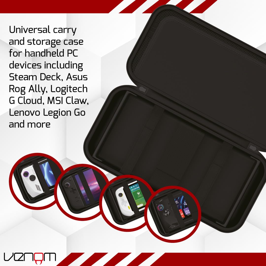 Venom Handheld PC Storage Case – Compatible with Steam Deck, ASUS ROG Ally, Logitech G Cloud, MSI Claw, Lenovo Legion Go