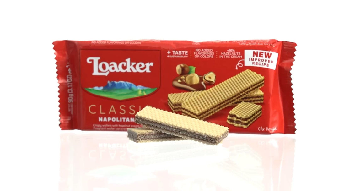 Loacker Classic Napolitaner Hazelnut Wafer Biscuits, 90g