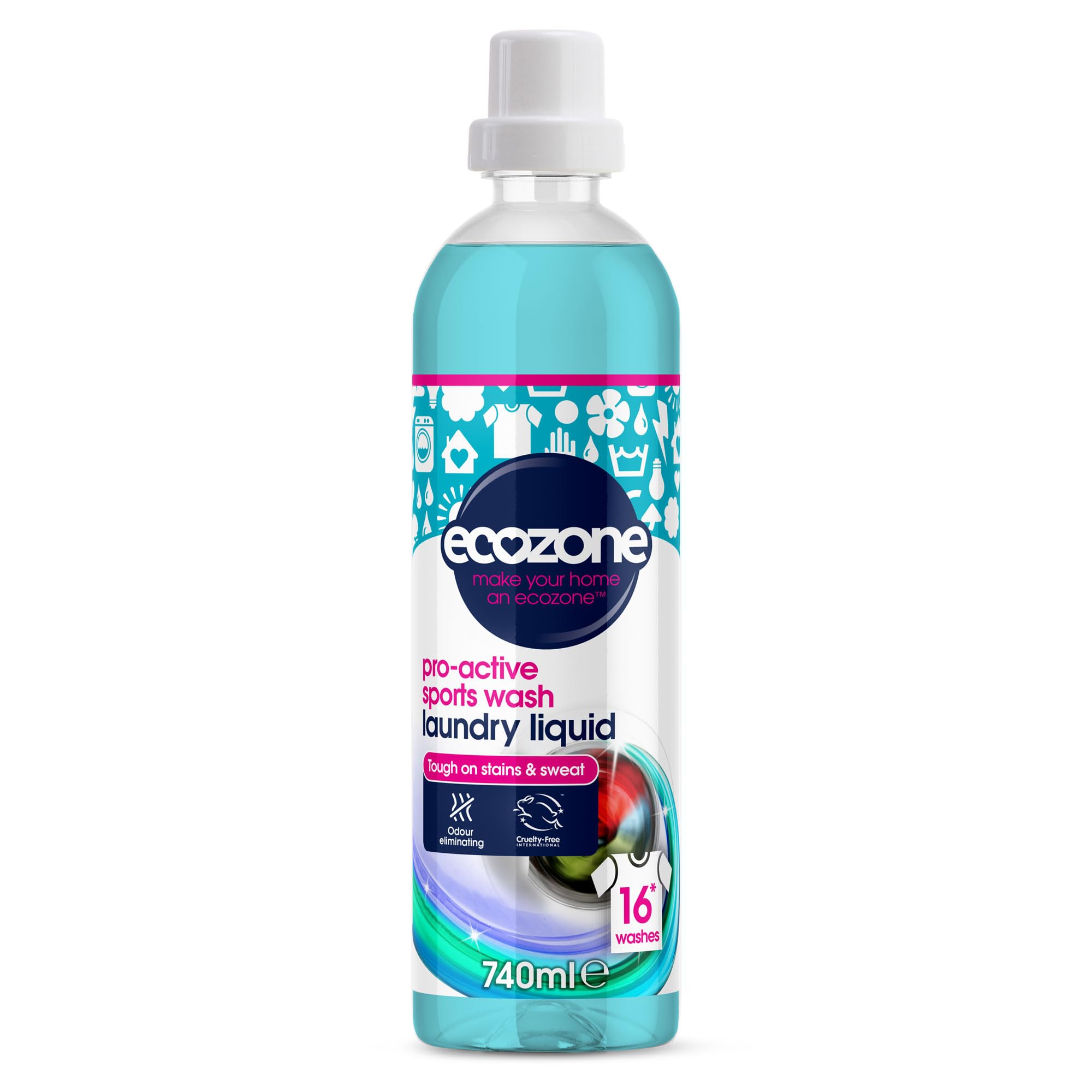 Ecozone Pro-Active Sports Wash Ultra Concentrated Liquid Detergent | 740 ml | Bio Formula 1
