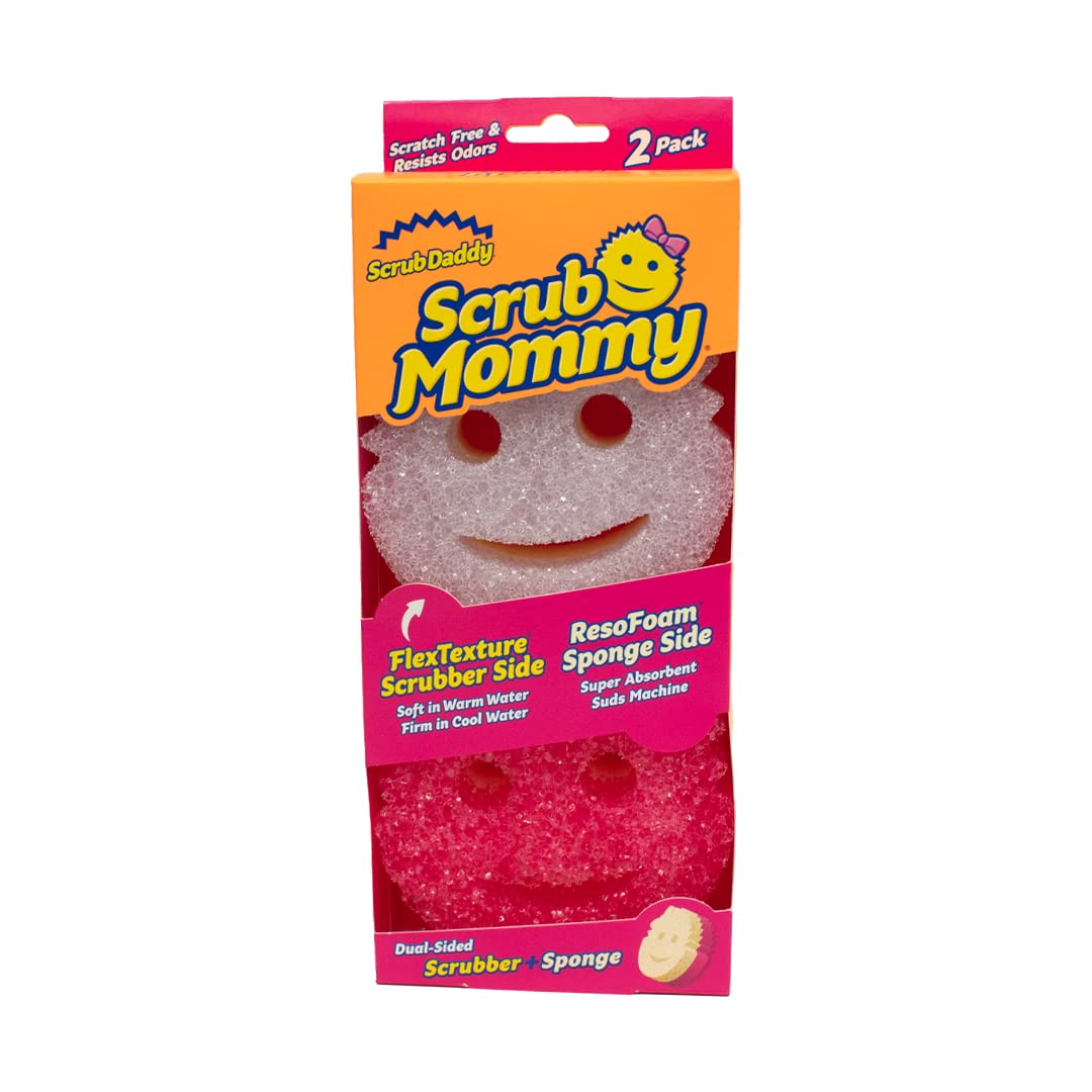 Scrub Daddy Scrub Mommy Dual-Sided Non-Scratch Cleaning Sponges | 2 Pack Assorted Pink/Violet 1