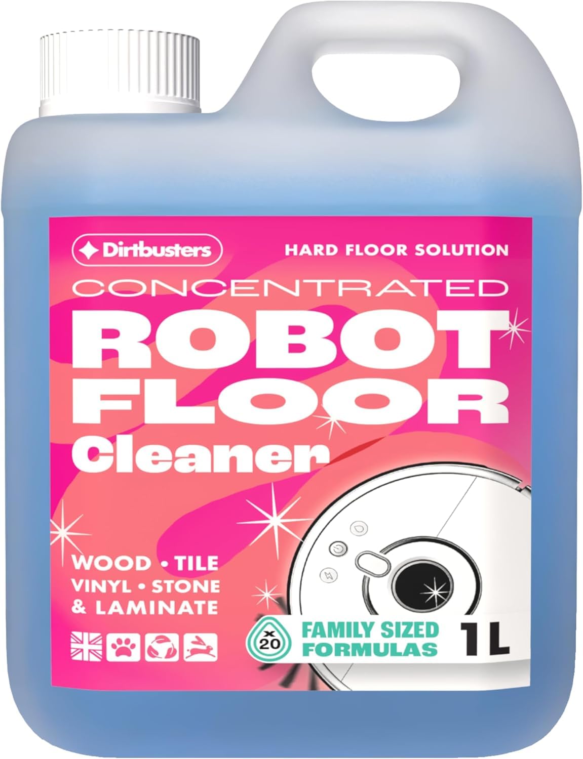 Dirtbusters Robot Mop Cleaning Solution - Low-Foam Hard Floor Cleaner for Laminate, Vinyl & Tile | 1L