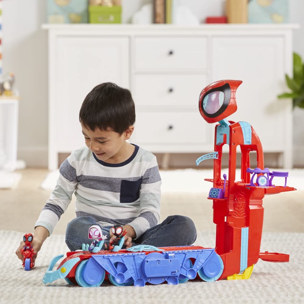 Hasbro Marvel Spidey und seine erstaunlichen Freunde Spider Crawl-R 2-in-1 Deluxe-Hauptquartier-Spielset – Fahrzeug zum Turm mit Lichtern und Geräuschen 5