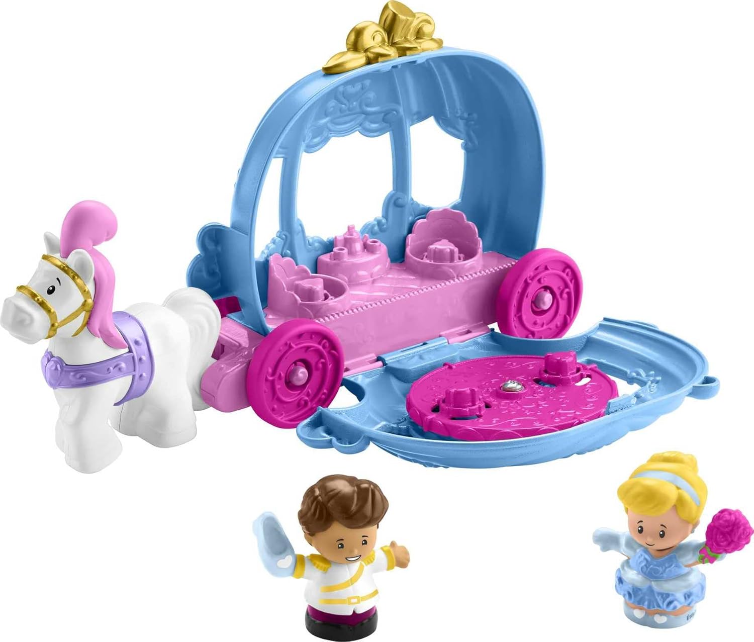 Disney Princess Cinderella’s Dancing Carriage by Little People - 2-in-1 Playset with Figures 1