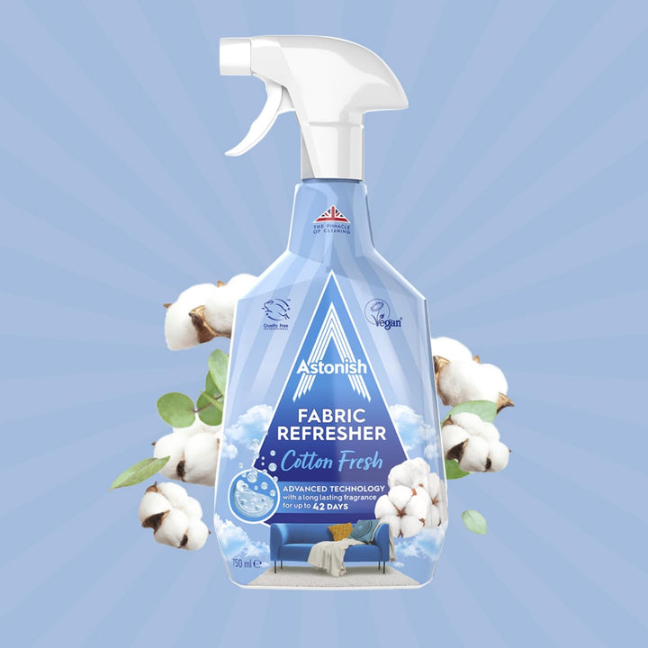 Astonish Fabric Refresher Spray - 750ml Cotton Fresh Scent for Clothes, Curtains, Carpets & Sofas