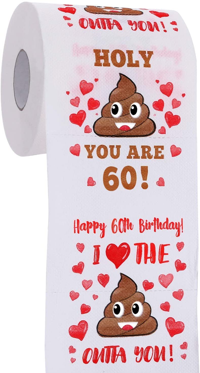 AOZITA 60th Birthday Gag Toilet Paper - 380 Sheets, 3-Ply, Biodegradable | Gift Box Included 1