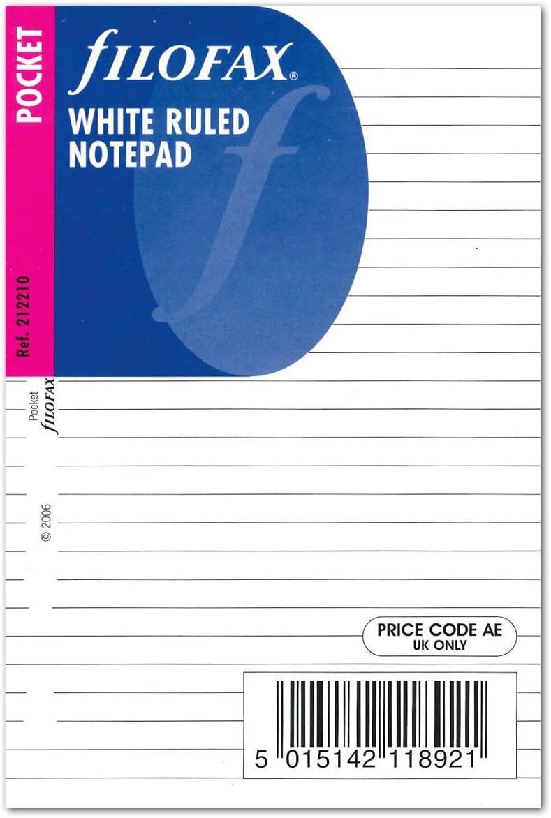 Filofax Pocket White Ruled Notepad