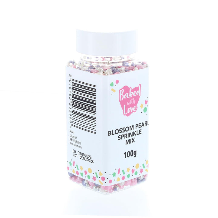 Baked with Love - Blossom Pearl Sprinkles Edible Cake Decorations | 100g | Pink, Purple, Silver