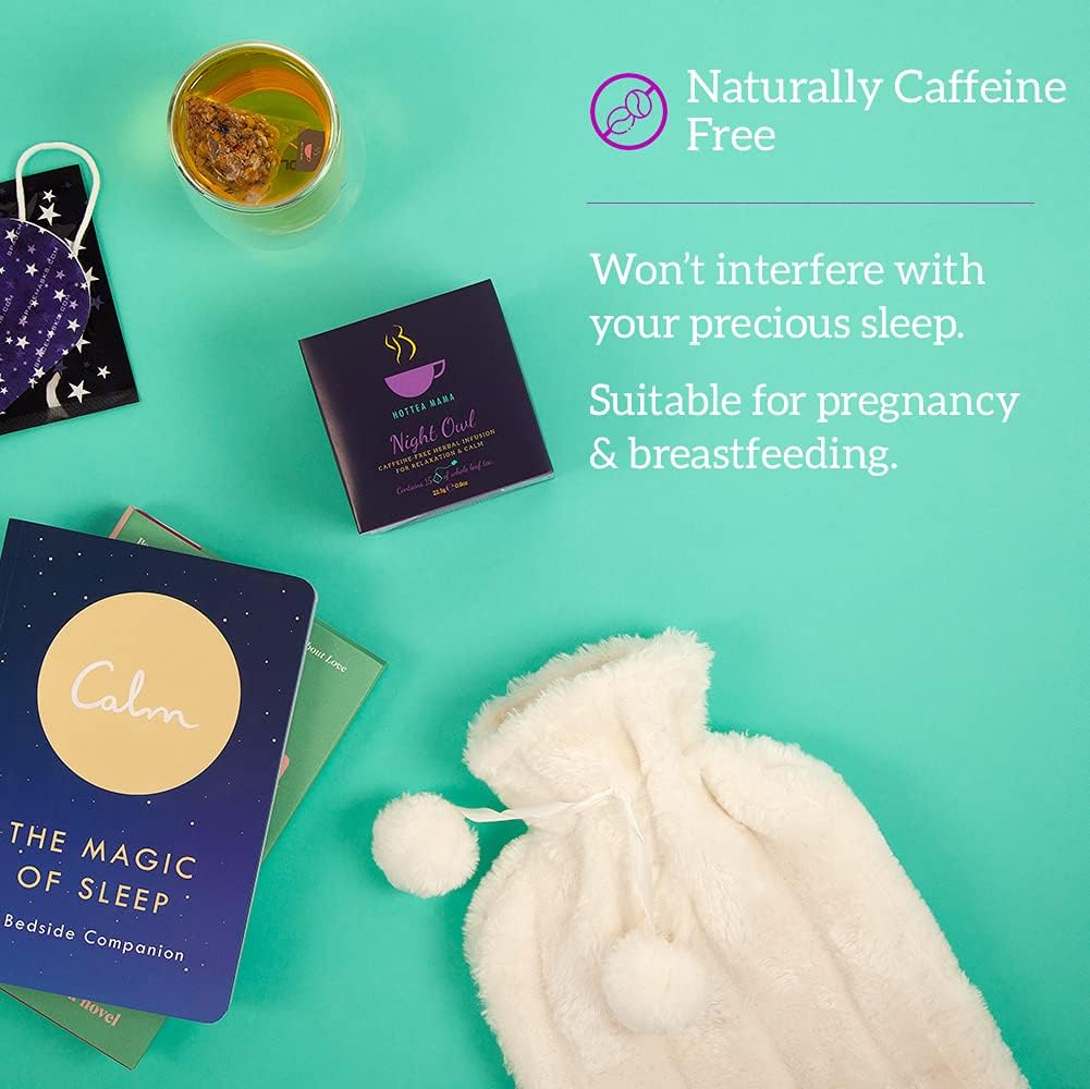 HOTTEA MAMA Night Owl Tea - Natural Sleep Supporting Herbal Tea for Women, Caffeine-Free, 15 Whole Leaf Tea Bags