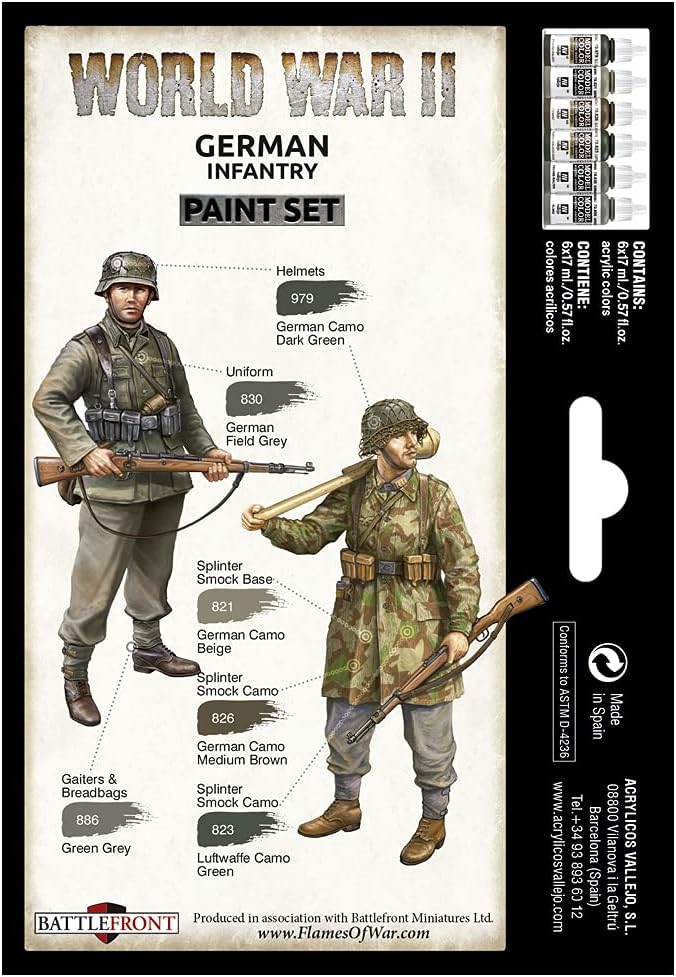 Vallejo WWII German Infantry Model Color Set (6) 17 ml 2