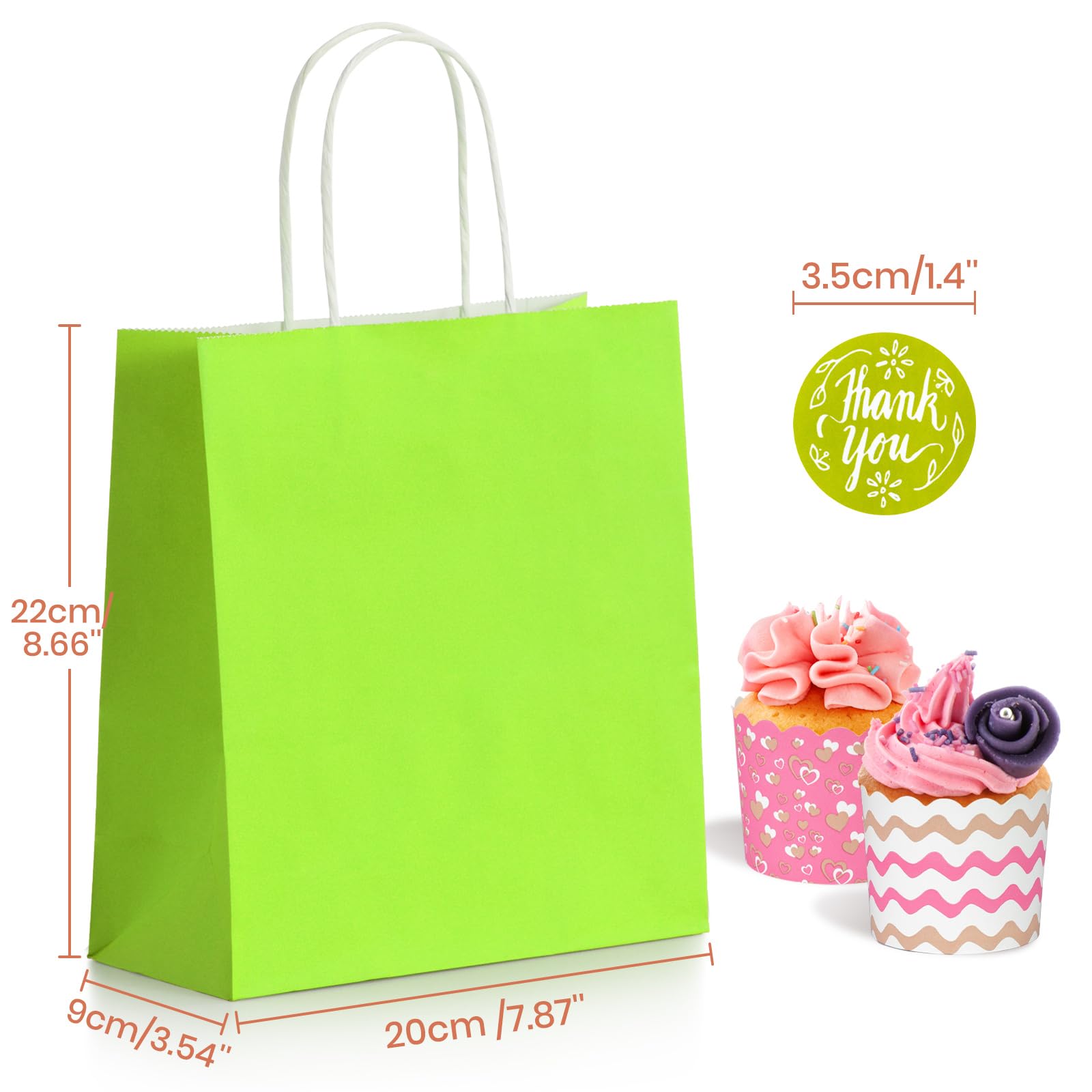 Parmedu Small Paper Gift Bags with Handles - 30 Pack, 8.7"x3.5"x7.9", Colorful Party Bags