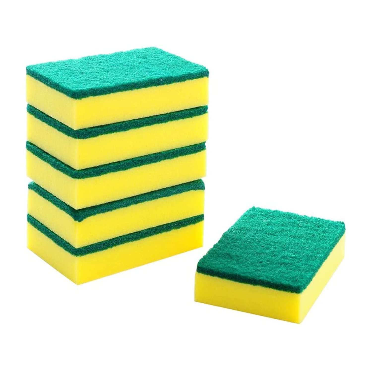 HomeSmith Heavy Duty Scrub Sponge - Pack of 6 Dual Sided Dish Washing & Cleaning