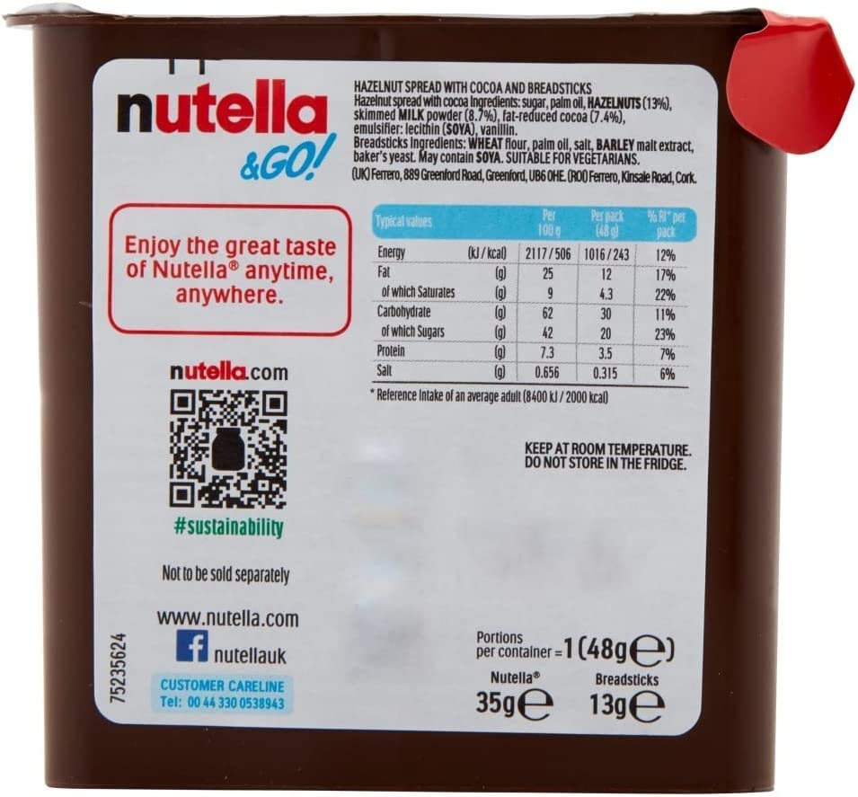 Nutella &amp;Go! Haselnuss-Snack-Set, tragbares Schokoladen- und Brotstangen-Snackpaket, 12 Stück 4