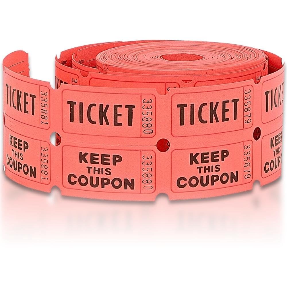 Unique Raffle Tickets - 500 Double Tickets per Roll | Paper | Red, Green, or Blue 1