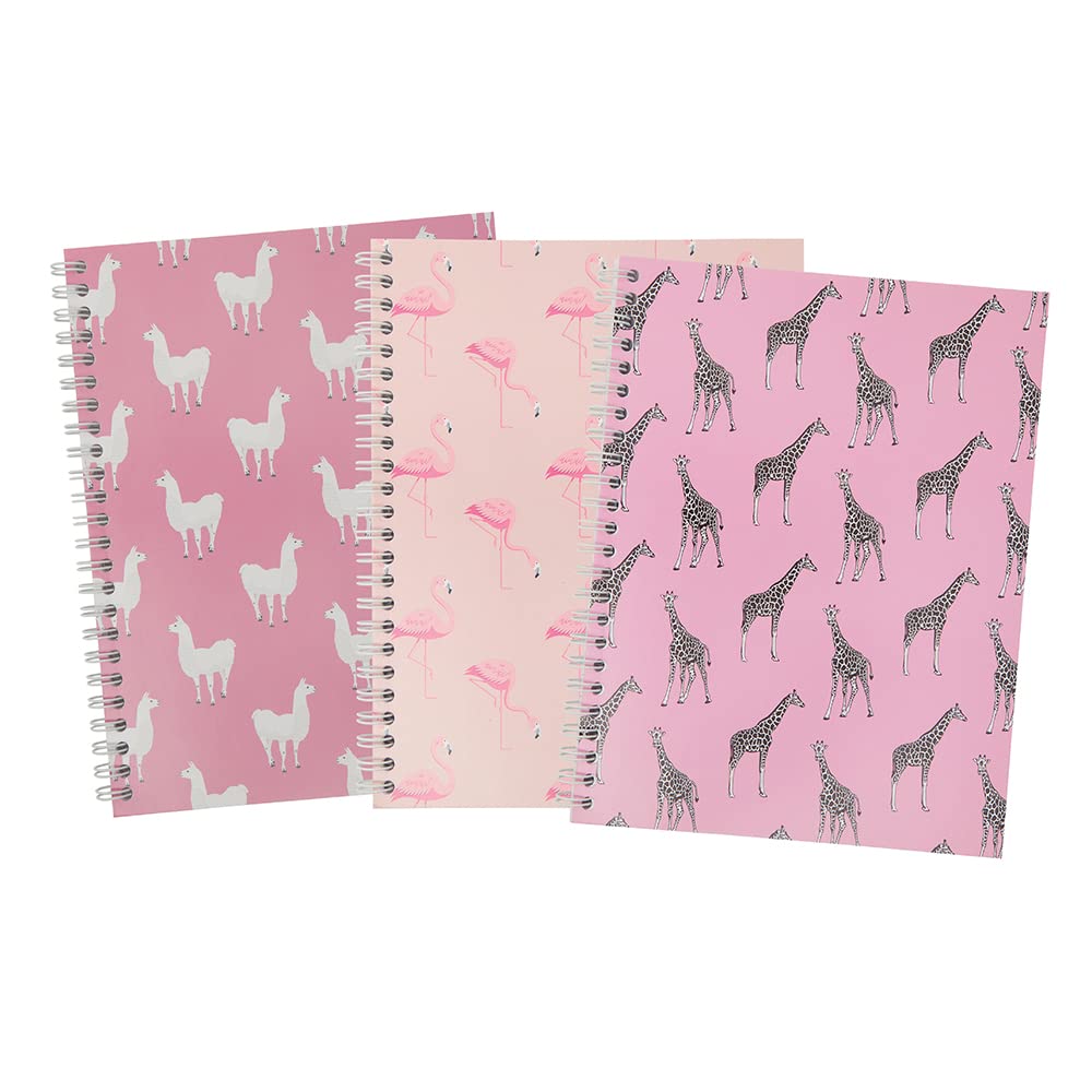 SUMMIT A5 Wirebound Notebook - Ruled, 160 Pages, Animal Print | Twin Wire Binding | PEFC Certified Paper (3 Pack)