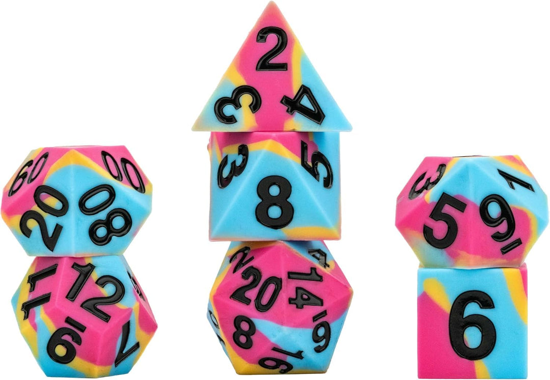 FanRoll Pansexual Pride Sharp Edge Silicone Rubber Polyhedral Dice Set (FAN7507)