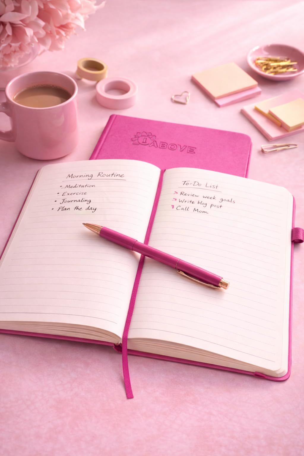1ABOVE A4 Soft Feel Executive Notebook | Hardback | 160 Lined Pages | Pink 4