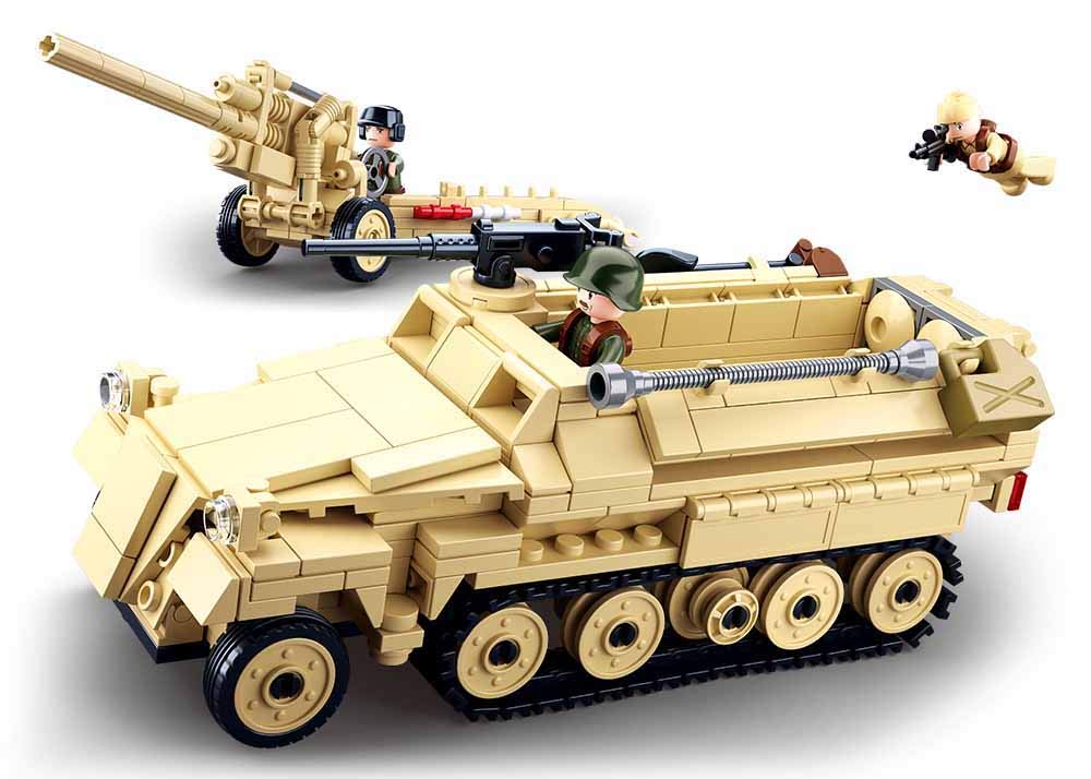 Sluban M38-B0695 WWII SD.KFZ. 251 Half-Track K18 105MM Cannon Building Set 2