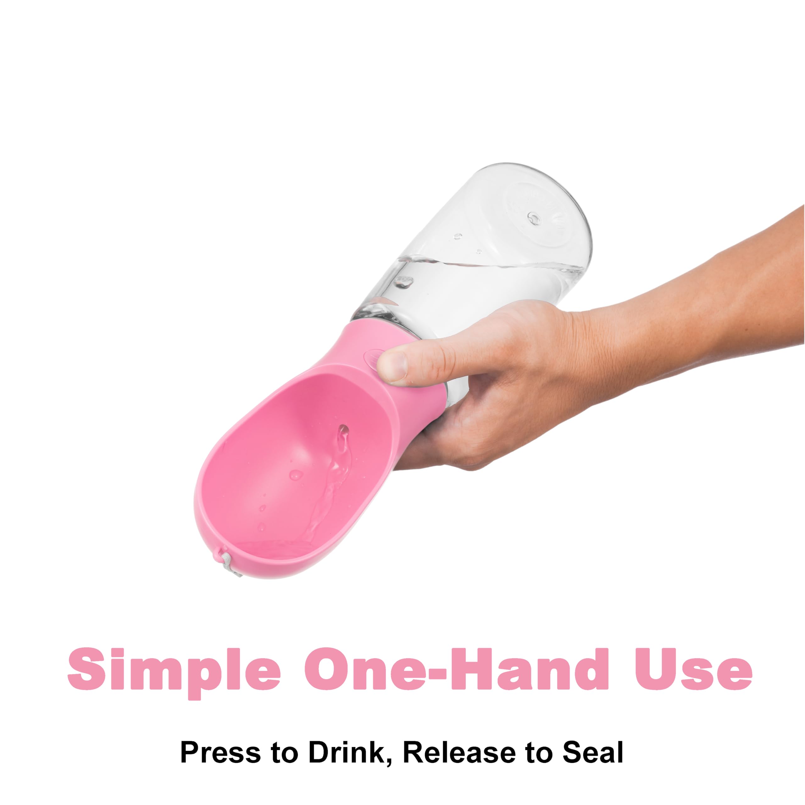BARGAIN FACTORY Dog Water Bottle - 550 ML Portable Leak Proof Dispenser | Food Grade Plastic | Pink