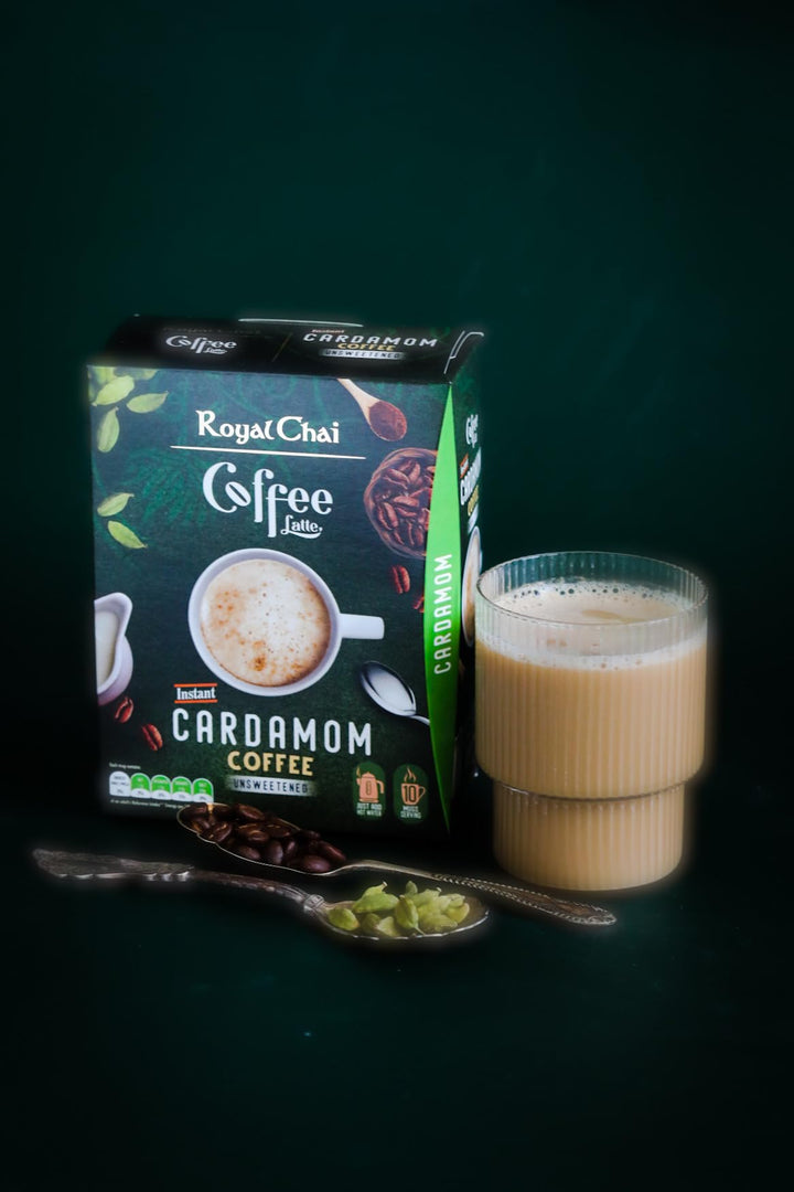 Royal Chai Coffee Latte Cardamom Unsweetened - 10 Single Serving Sachets