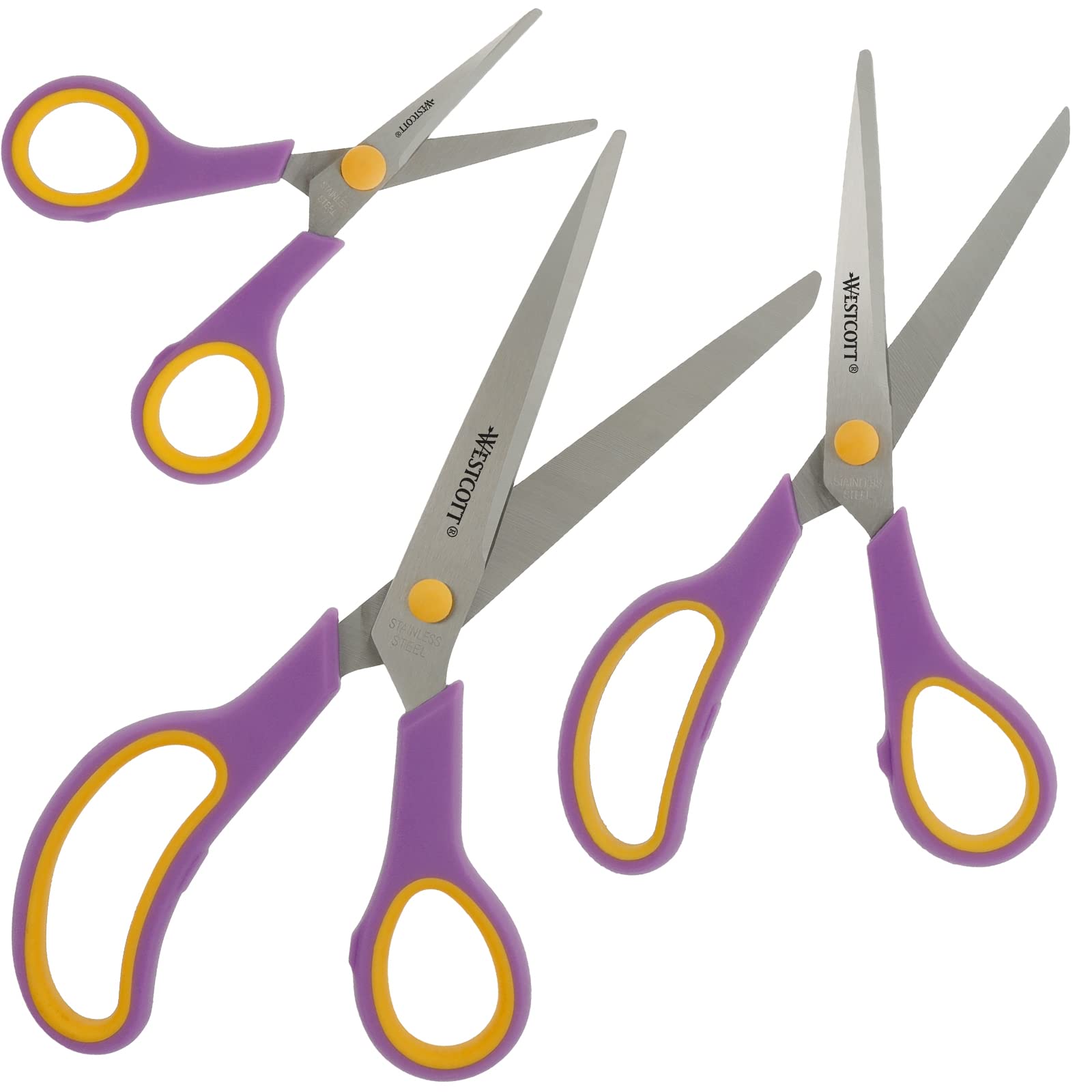 Westcott Easy Grip Scissors Set - 3 Universal Sizes (13.8, 20.1, 24.7 cm) | Titanium Technology 3