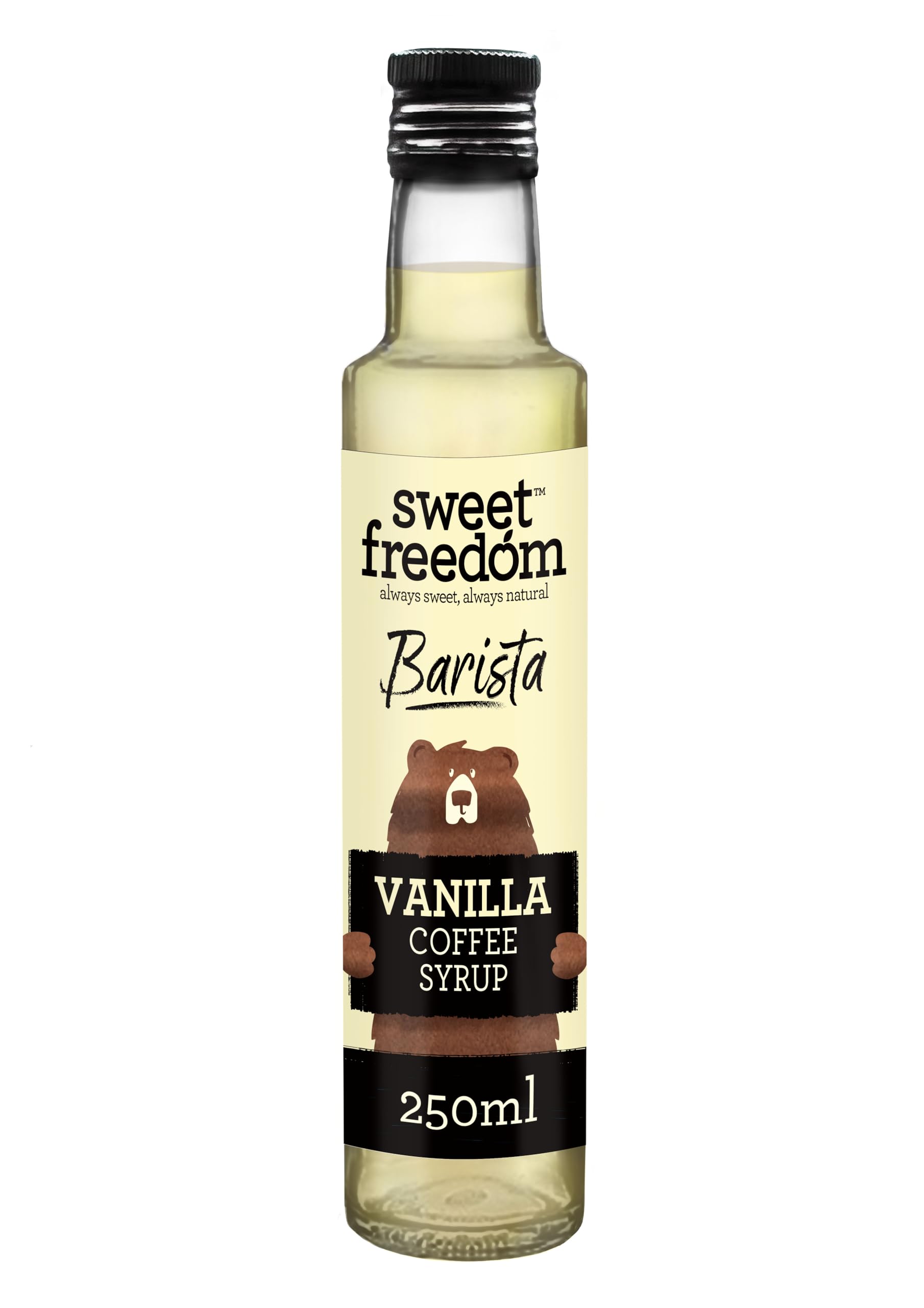 Sweet Freedom Barista Vanilla Syrup - Refined Sugar Free, Vegan | 250 ml Bottle 1