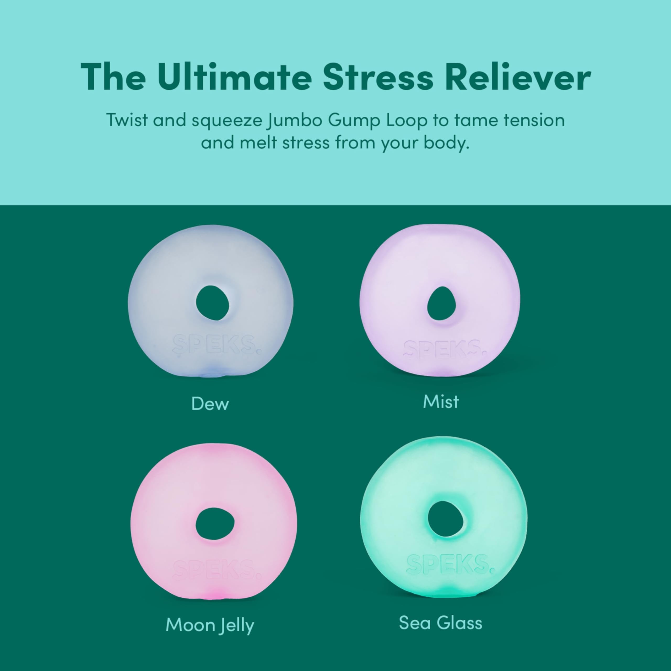 Speks Gump Jumbo Loop Gel-Filled Stress Ball - Ultra-Squishy Fidget Toy | Teal | Large 1 Loop 6